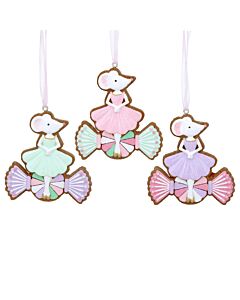 Gisela Graham Pastel Gingerbread Mouse on Sweet x3